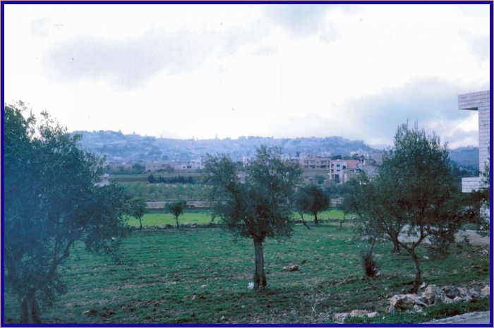 Looking at Bethlehem from Shepherds Field. It is just over one mile from here to Bethlehem.